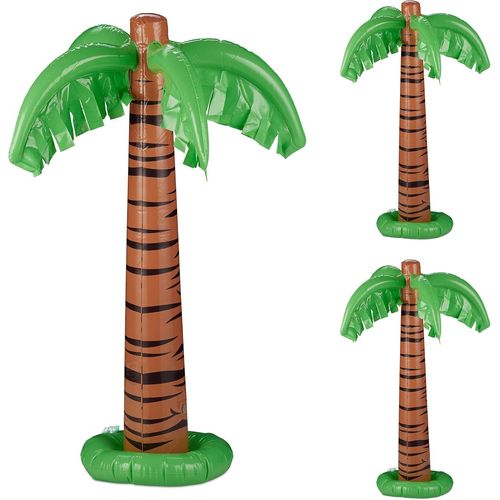ytseazn-Palmier Gonflable,Lot De 3,Accessoire De Fête,Piscine & Plage,80cm De Haut,Plastique,Vert-Marron