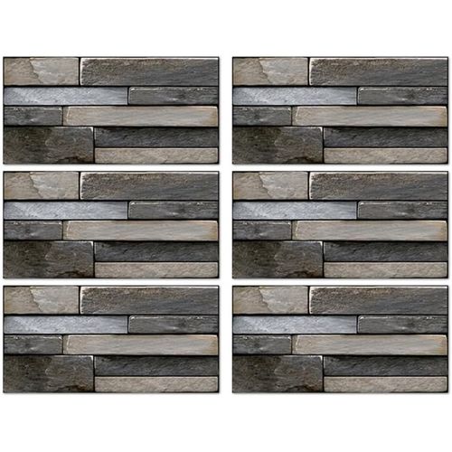 Ytseazn-Panneaux Muraux Autocollants: 6 Feuilles 3d Wall Panel Carrelage Autocollants-Pvc Carrelage Mural Salle De Bain Panneaux Muraux 3d Pour Décoration Murale Intérieure