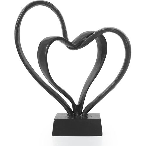 Ytseazn-Statue En Coeur Métale-Sculpture D'amour Moderne Pour Anniversaire De Mariage,Cadeau De Saint-Valentin-Décoration Romantique Pour Salon Maison (Noir)