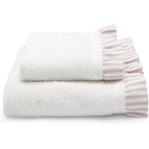 Ytseazn-Lot De 2 Serviettes De Bain En Coton Blanc Mauve