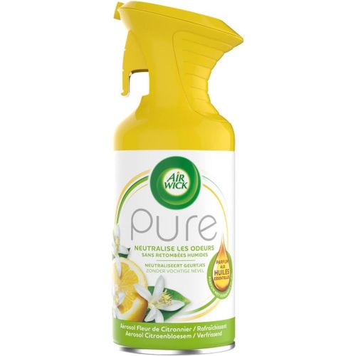 Ytseazn-Airwick Désodorisant Maison Aérosol Pure Aux 5 Huiles Essentielles Parfum Fleur De Citronnier Rafraichissant-250ml 