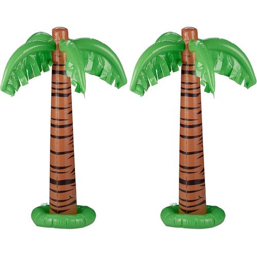 ytseazn-Palmier Gonflable,Lot De 2,Accessoire De Fête,Piscine & Plage,80cm De Haut,Plastique,Vert-Marron