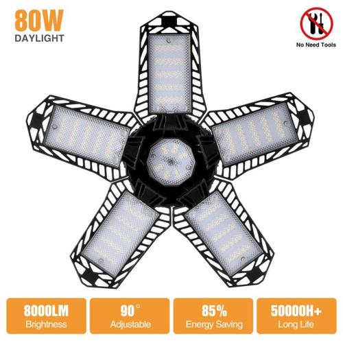 80w 100w Led Garage Lumière 360 Leuven Plafonnier Déformable Pour La Maison Entrepôt Atelier Pliant Déformation Lampe Ac85-265v