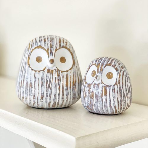 Ytseazn-Lot De 2 Sculptures De Hiboux Romantiques-Sculptures Modernes En Résine Pour Bibliothèque,Salon Et Décoration D'intérieur-Figurines Décoratives Blanches Comme Idée Cadeau Pour Les Couples