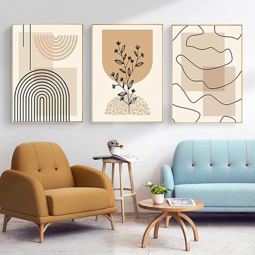 ytseazn-Images Modernes-Décoration Murale Bohème Pour Salon,Chambre À Coucher-Lot De Posters Abstraits De Qualité Supérieure-Sans Cadre (30 X 40cm X 3 Pièces) Beige