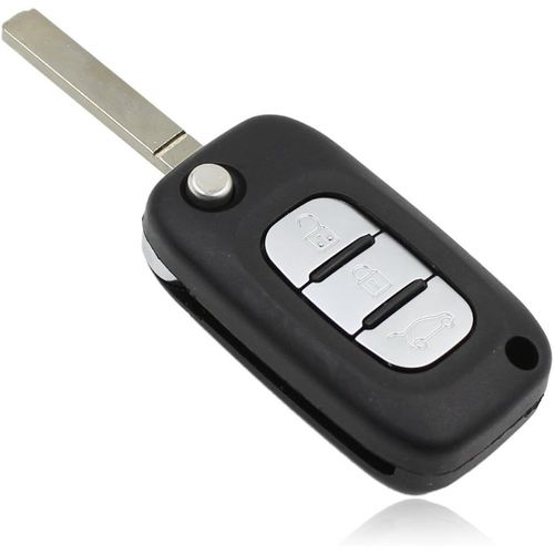 Ytseazn-Coque Clé Télécommande Plip 3 Boutons Folding Pour Renault Clio Twingo Megane Scenic Laguna Espace Kangoo Safrane Master Trafic Vivaro Modus Avec Porte-Clés En Cuir