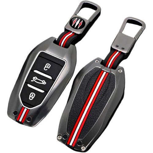 Ytseazn-Coque De Clé De Voiture En Alliage De Zinc Compatible Avec 2008 3008 4008 5008 308 408 508 Citroën C1 C2 C4 C6 C3-Xr Picasso Grand Ds3 Ds5,Mat+Boucle Carrée