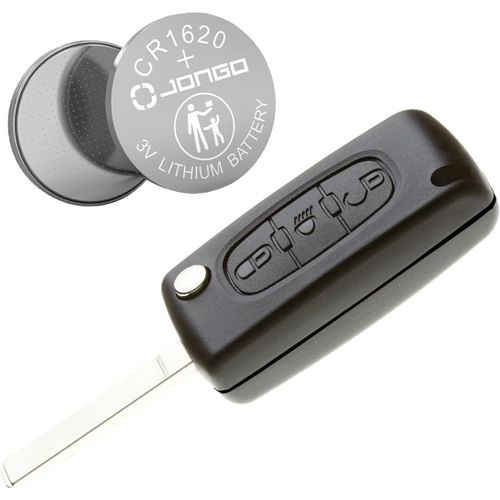 Ytseazn-Coque De Clé Avec Lame Compatible Avec Citroën C4 Picasso,C4 Grand Picasso|Ce0536|Avec 1x Pile Cr1620|Boitier Clef Plip Voiture Télécommande 3 Boutons