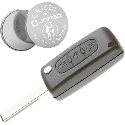 Ytseazn-Coque De Clé Avec Lame Compatible Avec Citroën C4 Picasso,C4 Grand Picasso,C5|Ce0523|Avec 1x Pile Cr1620|Boitier Clef Plip Voiture Télécommande 3 Boutons