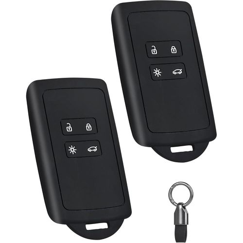 Ytseazn-Lot De 2 Coques De Clé De Voiture Compatibles Avec Renault Clio Megane Koleos Twingo Kadjar Kangoo Talisman Captur Espace Dacia Duster 2 4 Boutons Coque De Protection Avec Porte-Clés