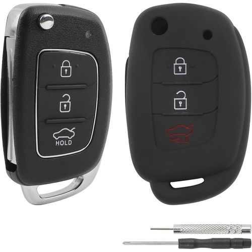 Ytseazn-Set De Coque Clé Avec Housse De Protection En Silicone Compatible Avec Hyundai I40 I30 I20 I10 Ix20 Ix30 Ix35 Santa Fe Tucson Elantra 3 Boutons Télécommande Boitier Clef De Voiture