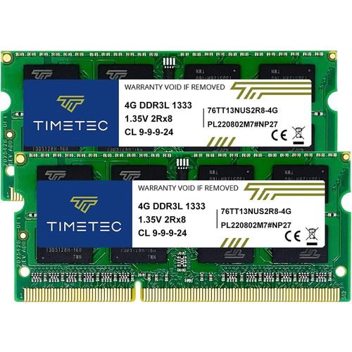 ytseazn-8 Go Kit (2X4 Go) Ddr3L 1333Mhz Pc3-10600 Non-Ecc Sans Tampon 1.35V Cl9 2Rx8 Double Rang 204 Broches Sodimm Ordinateur Portable Pc Ordinateur Mémoire Ram Module Mise À Niveau