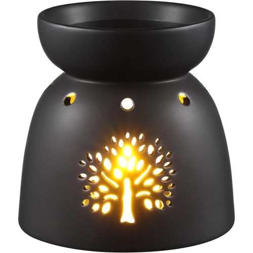 ytseazn-Lampe Aromatique Photophore En Céramique Blanche Avec Diffuseur D'Arômes Cuillère À Bougie Noir