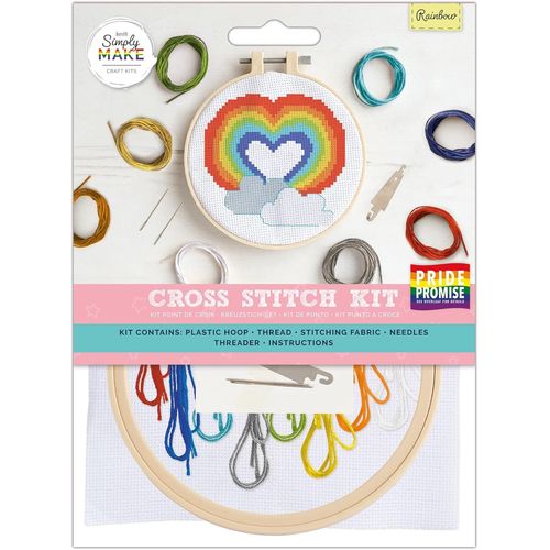 Ytseazn-Kit De Broderie Au Point De Croix Motif Arc-En-Ciel,Enfants Et Adultes,Cerceau,Fil À Broder,Loisirs Créatifs Pour Adultes,Débutants,Kit D'artisanat