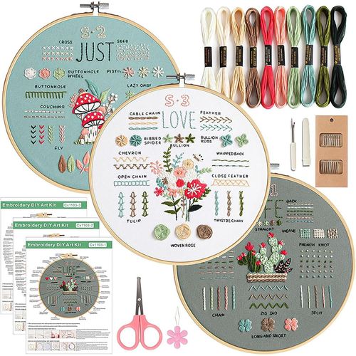 Ytseazn-Fils À Broder Kit Broderie Debutant Ensemble De Bricolage En Bois Pour Cerceau De Broderie Adult Set De Broderie Pour Les Débutants En Bricolage Améliore Leurs Compétences Artisanales