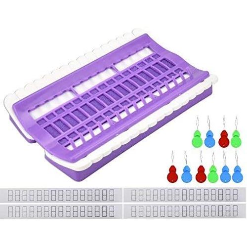 Ytseazn-Organiseur De Fil À Broder 30 Positions Mousse Plastique Pour Point De Croix Organisateur De Fil Avec 4 Bandes De Papier Et 10 Enfileaiguille Pour Organiseurs De Fil Outil De