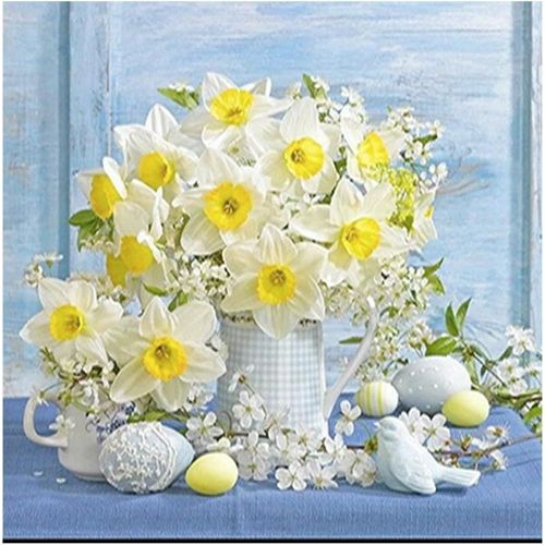 Ytseazn-30x30cm|| Dcidbe Rond Diamond Painting Fleur De Lys,Broderie Diamant Vase Fleurs Pour Enfant Et Adultes,Canevas Diamant Kit Complet Oiseau,Craft Artisanat Art Pour Décor Mur À La Maison