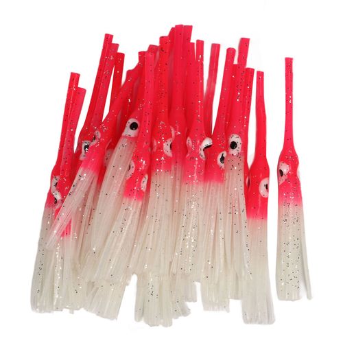 Lot De 30 Leurres Artificiels Souples Et Lumineux Pour Calmars, Poulpes, Eau Salee Et Eau Douce, Rose