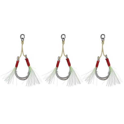 Lot De 3 Leurres Artificiels Pour La Peche A La Traine En Mer, Appats D'eau Salee, Hamecons Pointus Avec Ardillon, 7/0#