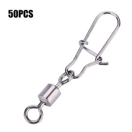 Lot De 50 Emerillons De Peche A Roulement A Billes En Acier Inoxydable, 2#, 4#, 5#, 6#, 8#
