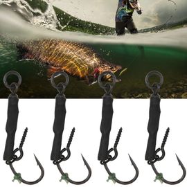Lot De 8 Emerillons Barbeles Ronnie Rigs Pour La Peche A La Carpe, Hamecons, Accessoires, Noir, 6#, Barbele