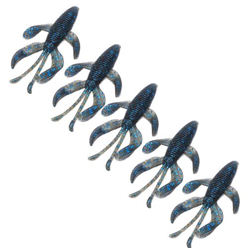 Lot De 5 Leurres Souples Artificiels Pour Peche A La Crevette, Pour Eau Douce Et Eau Salee, Bleu Fonce