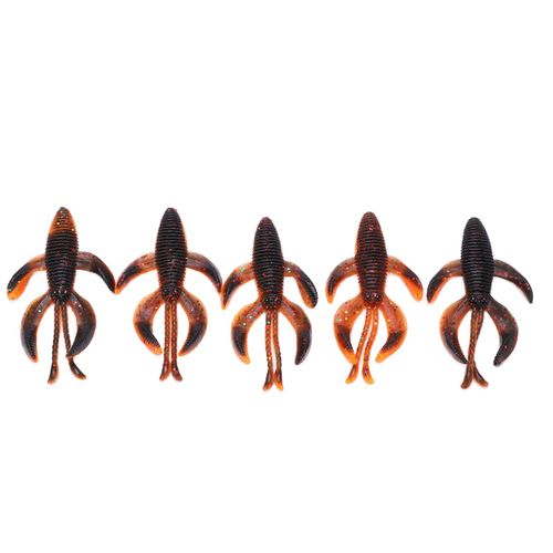 Lot De 5 Leurres Souples Artificiels Pour Peche A La Crevette, Pour Eau Douce Et Eau Salee, Marron