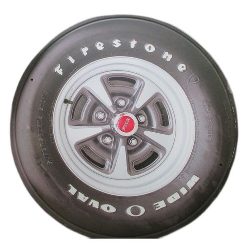 Plaque Plate Roue Firestone Tole Decorative Ronde 30cm Deco Garage