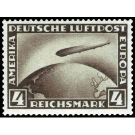 Allemagne, Rép. De Weimar, 1928 - Rare - Timbre De Poste Aérienne Yvert N° 37, Dirigeable Graf Zeppelin, 4 Mk. Sépia, Neuf*