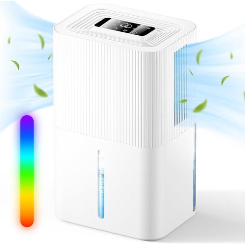 CLICKSELL-2700Ml Déshumidificateur D'Air Efficacité Deshumidificateur D Air Silencieux Efficacité Avec Dégivrage Automatique,Lumières 7Colorées,Fermeture Automatique,6-10H Minuterie,Chambres Et Salle