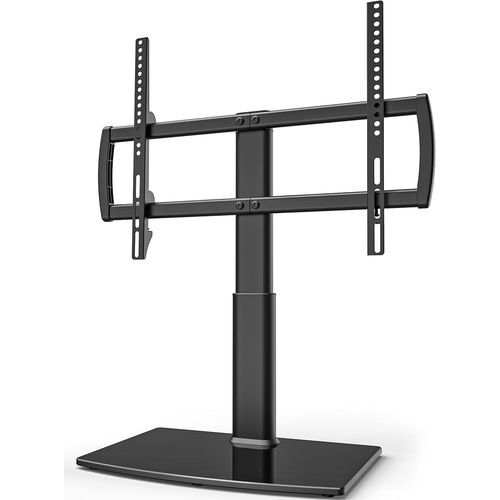 CLICKSELL-Support Tv Universel Avec Support Mural Pour Téléviseur De 32 À 70 Pouces, Réglable En Hauteur Sur 4 Niveaux, Base En Verre Trempé Très Résistante, Supporte Des Écrans Jusqu'À 99Lbs, Ht03B-