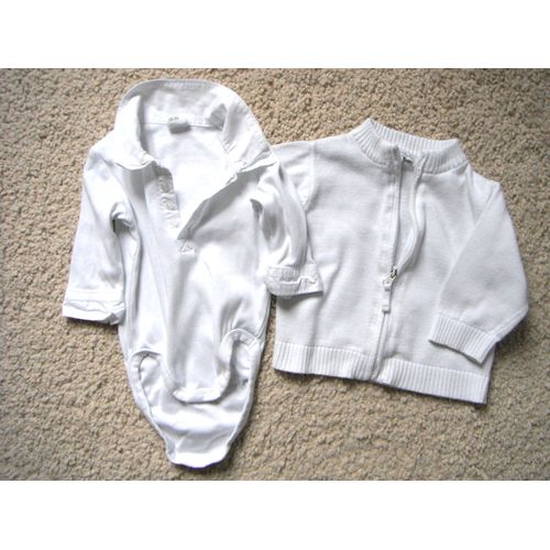Ensemble Bébé Garçon Body Blanc Habillé &#43 Gilet Blanc Taille 3 Mois Idée Cadeau