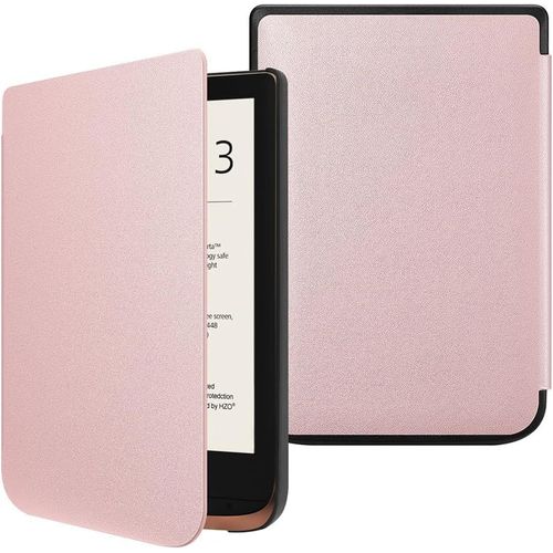 CLICKSELL-Étui Pour Liseuse Pocketbook Touch Lux 5/4, Touch Hd 3 Et Basic Lux 2 - Coque Mince Housse Avec Fermeture Magnétique Et Veille/Réveil Automatique (Or Rose)
