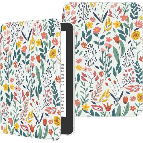 CLICKSELL-Étui Compatible Avec 6"" Kindle(11E Génération Version 2024/2022) & Version Internationale, Coque Légère Avec Réveil/Sommeil Automatique Pour Liseuse Kindle 2024 11E Gén., Fleur