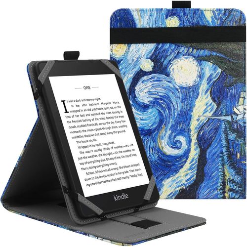 CLICKSELL-Coque De Protection Universel Pour Kindle Paperwhite Kobo Liseuse 6 Pouces, Étui Folio Compatible Avec La Liseuse Sony/Kobo/Tolino/Pocketbook/Kindle 6"",Avec Support Multi - Angles-Starrysky