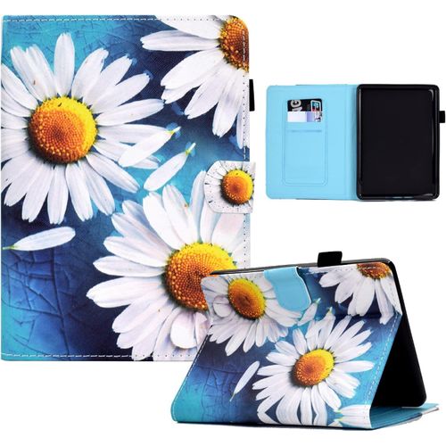 Clicksell-Coque Liseuse Compatible Avec 6,8 Pouces Kindle Paperwhite 11e Gén (Modèle 2021), Étui Pliable Pour Kindle Paperwhite Édition Signature Tablette, Auto Réveil/Veille,Une Marguerite