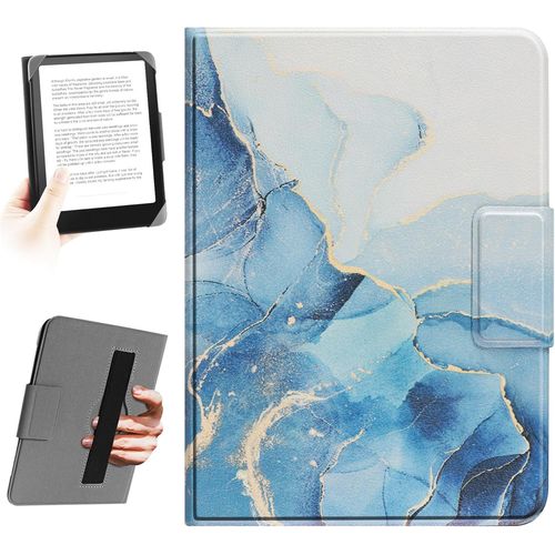 CLICKSELL-L'Étui Universel Pour Ereader De 6,8 Pouces,7 Pouces, Compatible Avec Pocketbook, Tolino, Sony, Kindle Paperwhite, Kobo E-Book Reader, Corde À Main Élastique, For 6,8""-7"" Ereader,Dali Bleu