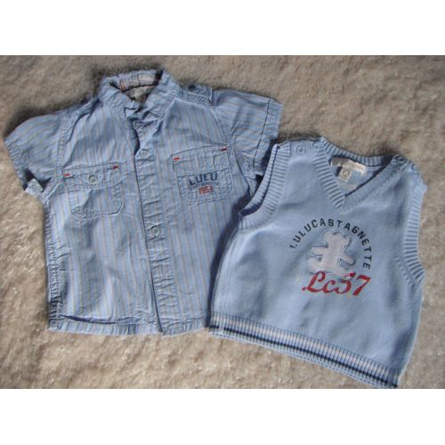 Ensemble Garçon Chemise &#43 Pull Assorti &#34lulu Castagnette&#34 Taille 6 Mois Idée Cadeau