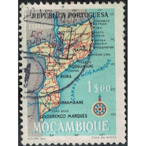Mozambique 1954 Mappe De Moçambique Carte Géographique 1 Escudo Y&T Mz 445 Su