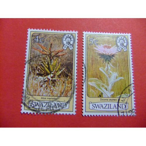 51 Swaziland 1980 / Fleurs D'Aloe Marlothii + Dicoma Zeyheri Et Roi Sobhuza Ii / Yvert 343 + 344 Fu