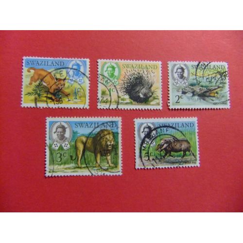 51 Swaziland 1969 / Animaux Sauvages Et Roi Sobhuza Ii / Yvert 161 - 164 +166 Fu