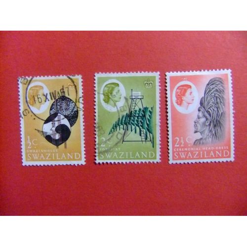 51 Swaziland 1962 / Série Actuelle Et Reine Élisabeth Ii / Yvert 91 +93 + 94 Fu
