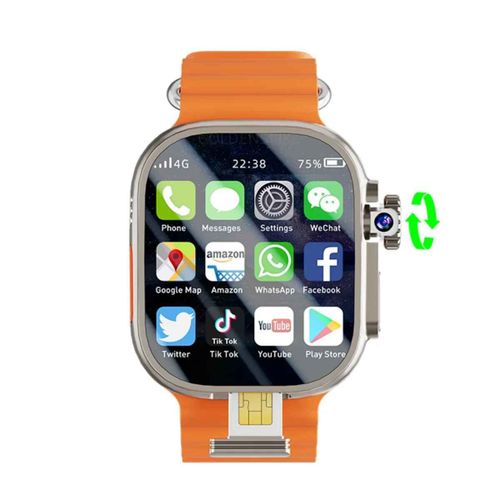 S10 Ultra Max Smartwatch 4g Android 10.0 2.2 Pouces Amoled Caméra Rotative Appel Vidéo Gps Wifi App Télécharger Dw99 Montre Intelligente Hommes - Type Orange-16gb 256gb