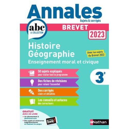 Annales Abc Du Brevet 2023 - Histoire-Géographie-Emc 3e - Sujets Et Corrigés + Fiches De Révisions - Epub