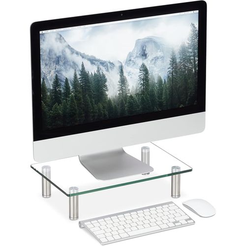 ChenQuanSarl-Support Écran Verre, Plateau Tv, De Notebook, Réglable En Hauteur 9 À 11 Cm, Lxp 38,5 X 24 Cm Transparent