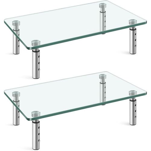 ChenQuanSarl-Lot De 2 Supports De Bureau En Verre Transparent Avec Hauteur Réglable Pour Écran Multimédia D'Ordinateur Portable Tv Ordinateur