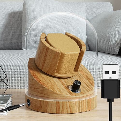 Boîte De Remontoir De Montre De Luxe,Boîte De Montre Mécanique Automatique,Vitrine En Bois Transparente,Secoueur De Moteur Mabuchi,Rotomat - Type Usb Yellow