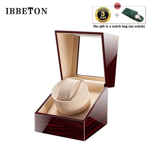 Ibbeton Marque Remontoir De Montre Unique Batterie Secoueur En Bois Boîte De Montre Remontoir Automatique Mallette De Rangement En Verre Mabuchi Muet Motro - Type E-2