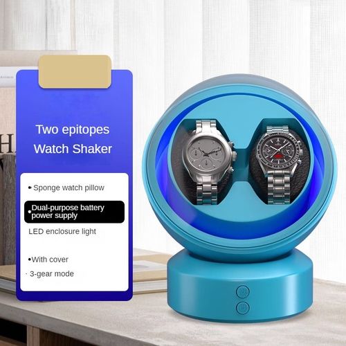 Boîte De Remontoir De Montre De Luxe,Présentoir De Montre Silencieuse,Boîte De Rangement Non Magnétique,Rotation Automatique,Organisateurs En Acrylique Transparent,Emballage D - Type 2 Watches Blue
