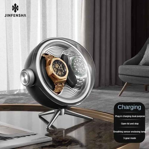 Remontoir De Montre Led De Luxe Pour Montres Automatiques,Boîte De Rangement De Montre Mécanique,Organisateur Rotatif,Boîte D'exposition Silencieuse,Salle D'exposition - Type 2 Watches Black